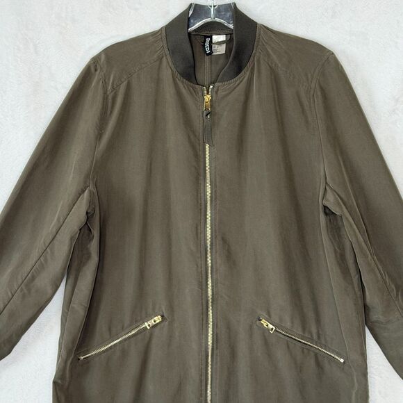 Divided H&M Women's L Olive Green Light-weight Long Full Zip Bomber Jacket - Picture 5 of 16